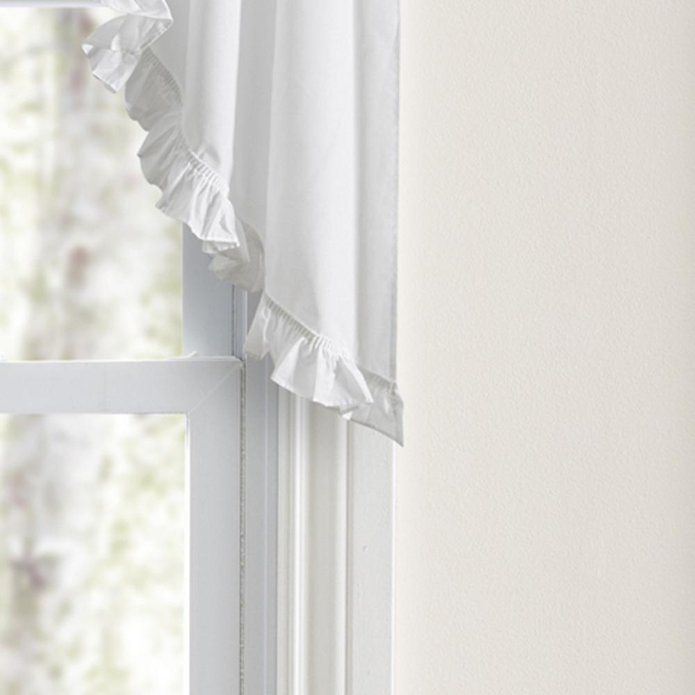 Classic Narrow Ruffle 3 Rod Pocket Swag Curtain Panel 86 X 38 White by Ellis