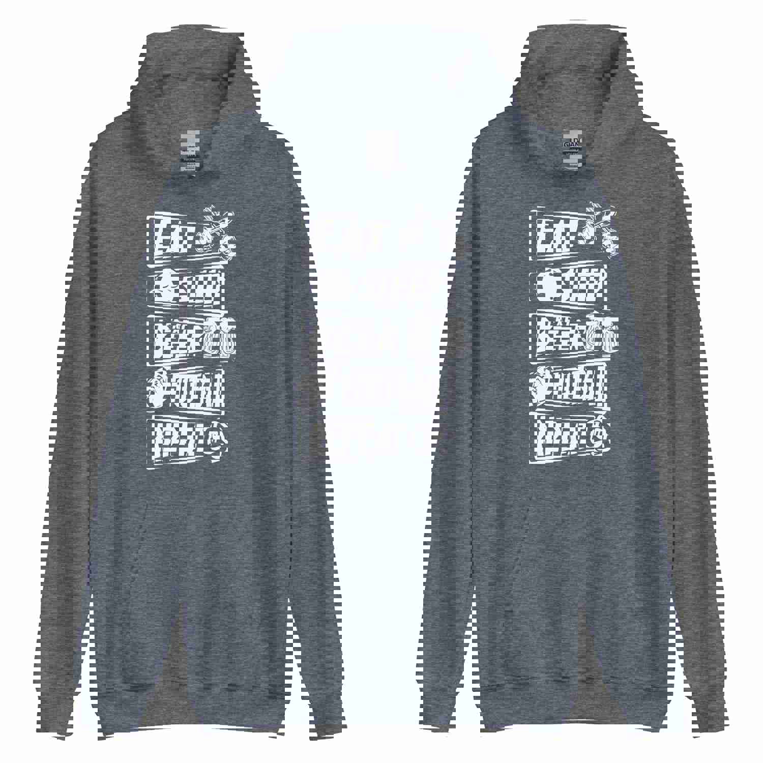 Eat, Sleep, Craft Beer, Football, Repeat - White Ink - Unisex Hoodie