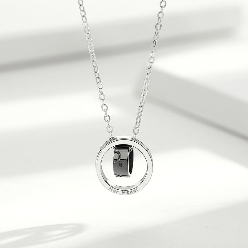 Sterling Silver Beauty And Beast Lovers Necklace
