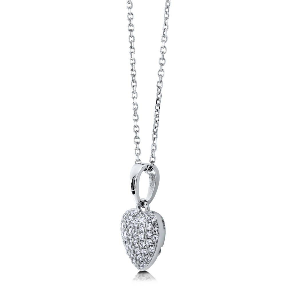 Sterling Silver Heart CZ Pendant Necklace with Gift Box