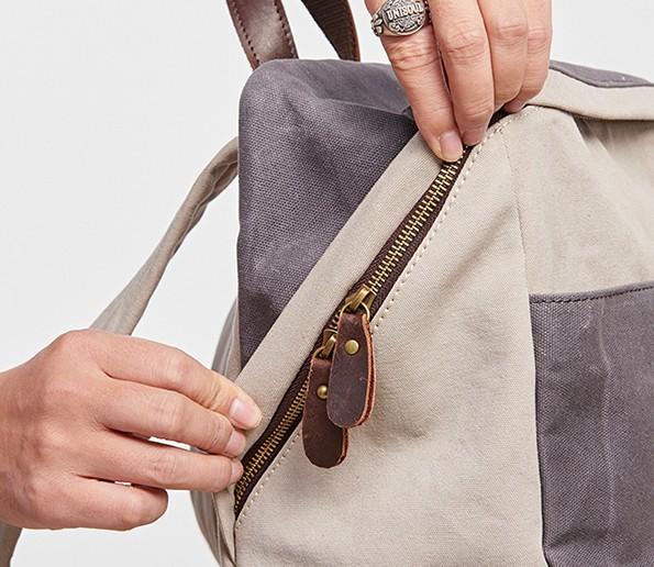 Canvas Gray Mens Cool Backpack - Durable Travel & School Bag