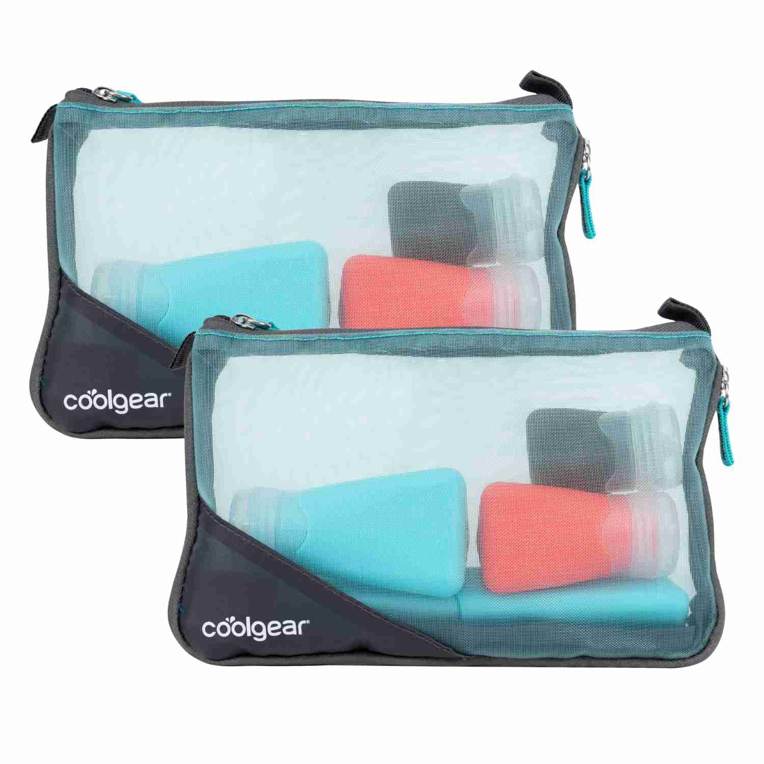 COOL GEAR 2-Pack TSA-Approved 5-Piece Travel Kit Toiletries with Silicone Bottles & Accessories
