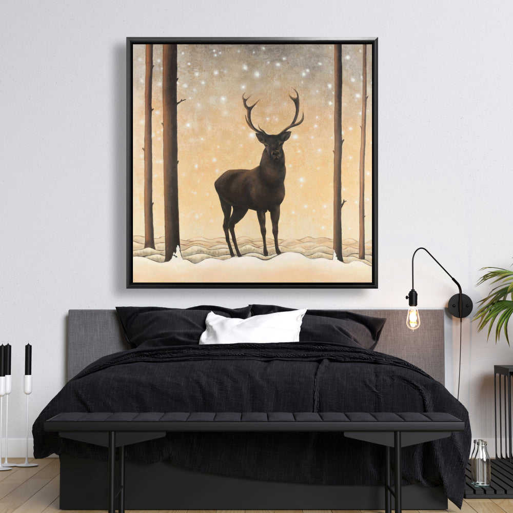 Roe Deer In Winter, Fine Art Gallery Wrapped Canvas 24x36