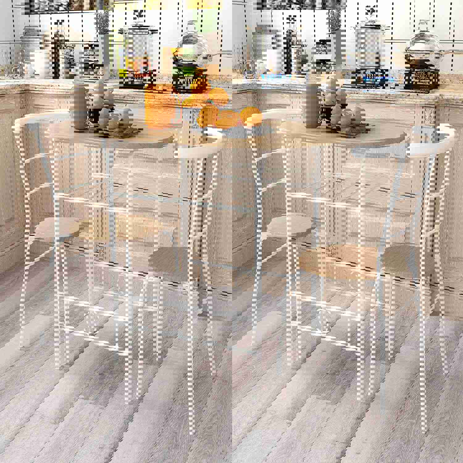 Space Saving Round Bistro Table Set with Wooden Chairs for Small Spaces