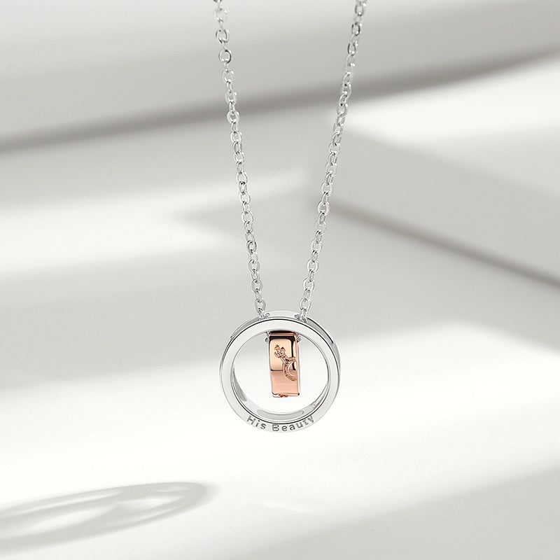Sterling Silver Beauty And Beast Lovers Necklace