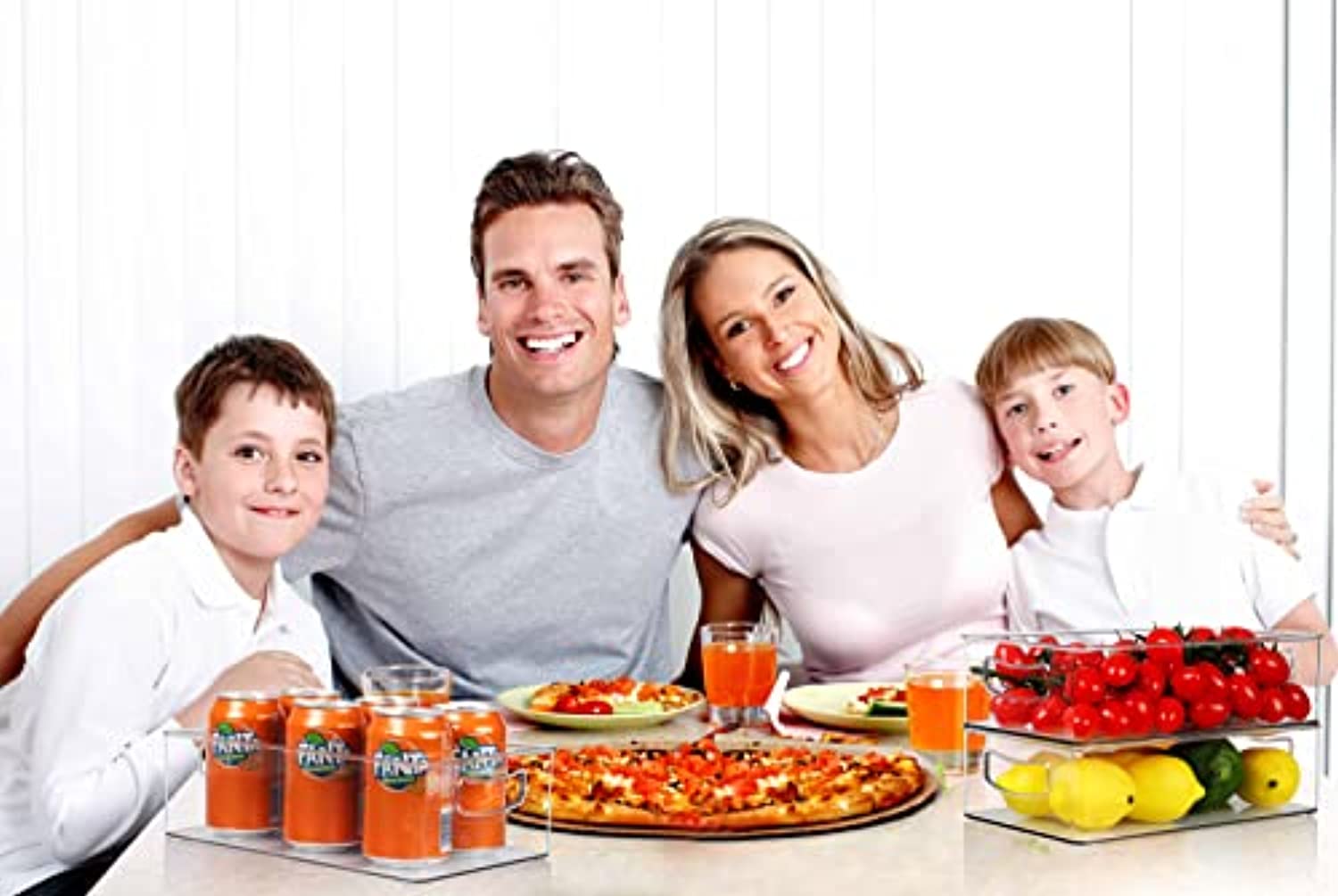 HERKKA Stackable Refrigerator Organizer Bins, 4 Large and 4 Medium Clear Plastic Fridge Organizers with Handles