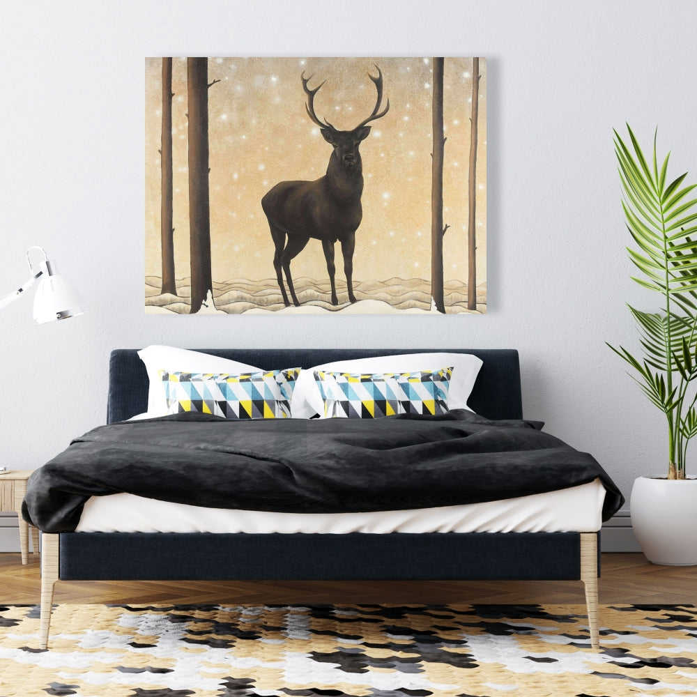 Roe Deer In Winter, Fine Art Gallery Wrapped Canvas 24x36