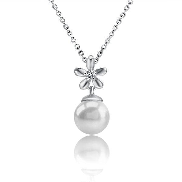 Pearl Jasmine Pendant - 925 Sterling Silver with Pearl and Topaz