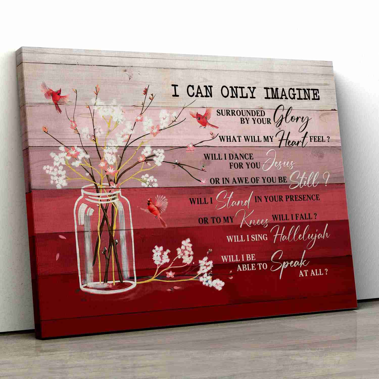 Cardinal Flower Painting Canvas - 'I Can Only Imagine' Jesus Landscape Wall Art