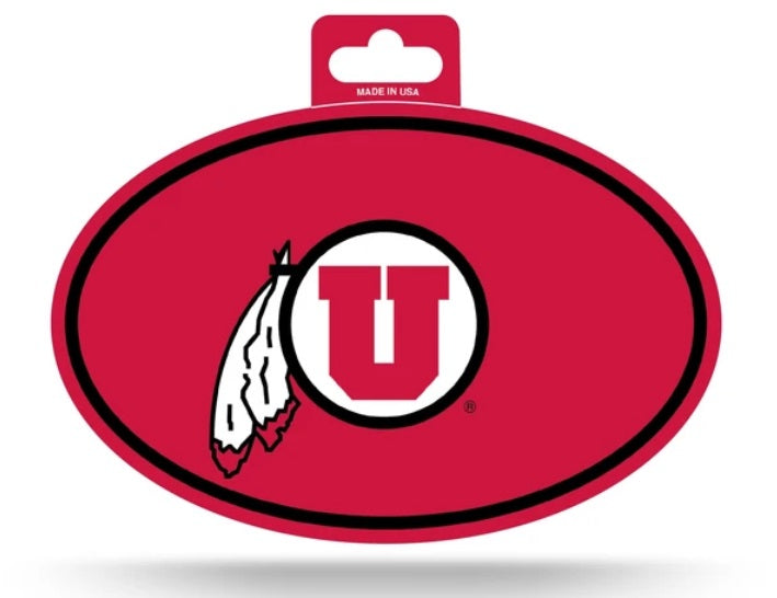 Utah Utes Full Color Oval Vinyl Sticker - 3.75 x 5.75 Inches - Officially Licensed