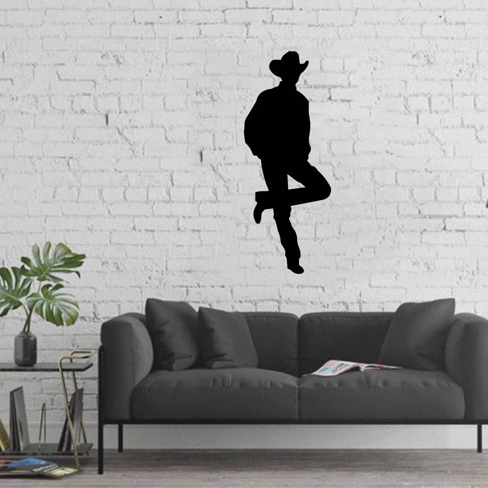 Cowboy Vinyl Wall Art Sticker Decal - Tough Cowboy Attire Real Cowboy Boots