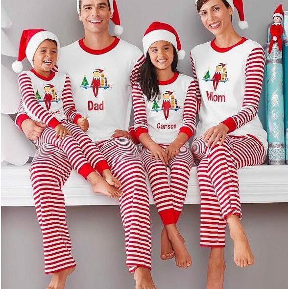 Christmas Elf Print Family Pajamas - Long Sleeve Parent-Child Sleepwear