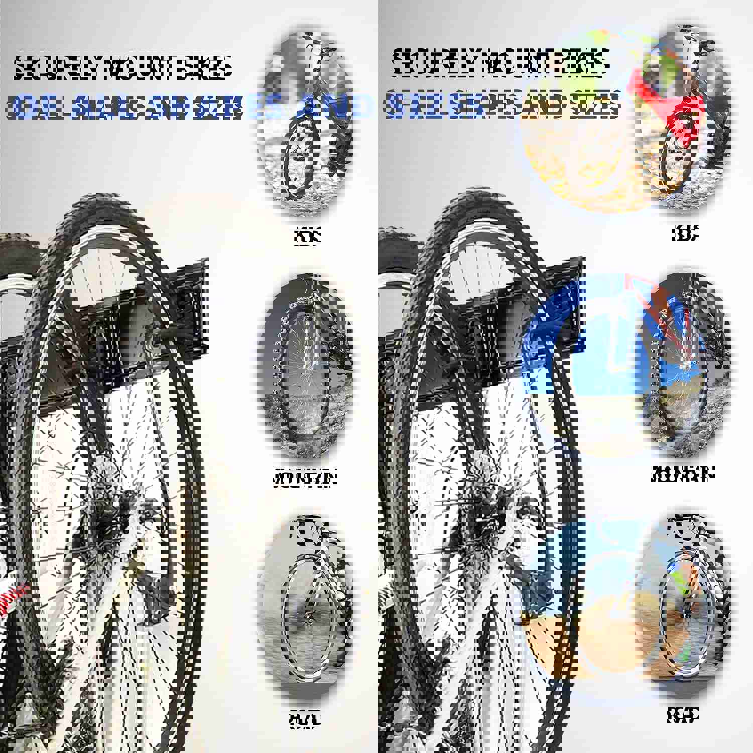 Garage Bike Rack Wall Mount - 6 Adjustable Hooks for Indoor & Home Bicycle Storage