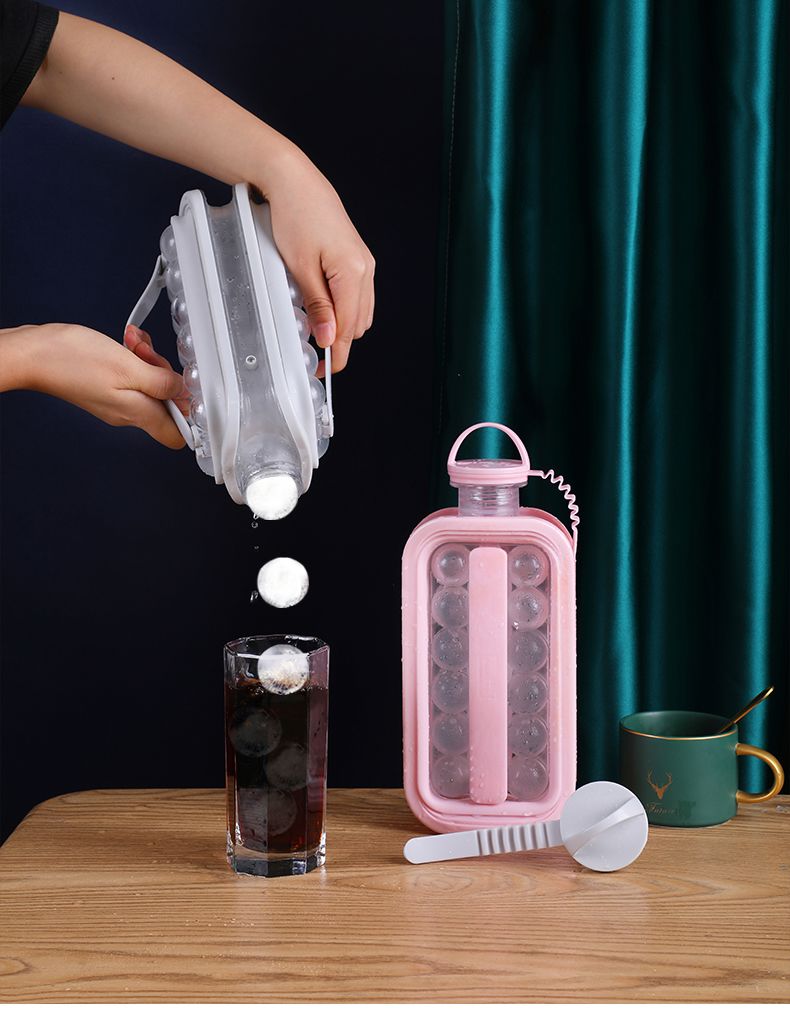 Vacane Ice Kettle Ice Ball Maker 2-In-1 Cold Water Bottle with Ice Cube Mold