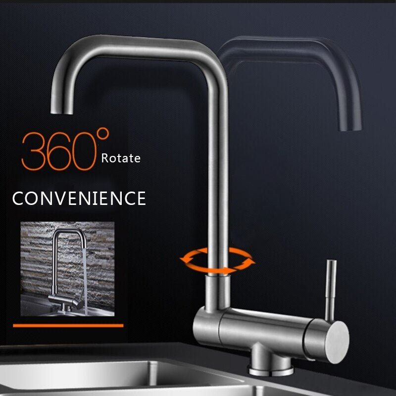 MIRODEMI® Black/Gold/Brushed Nickel Kitchen Rotating Faucet Mixer Single Handle