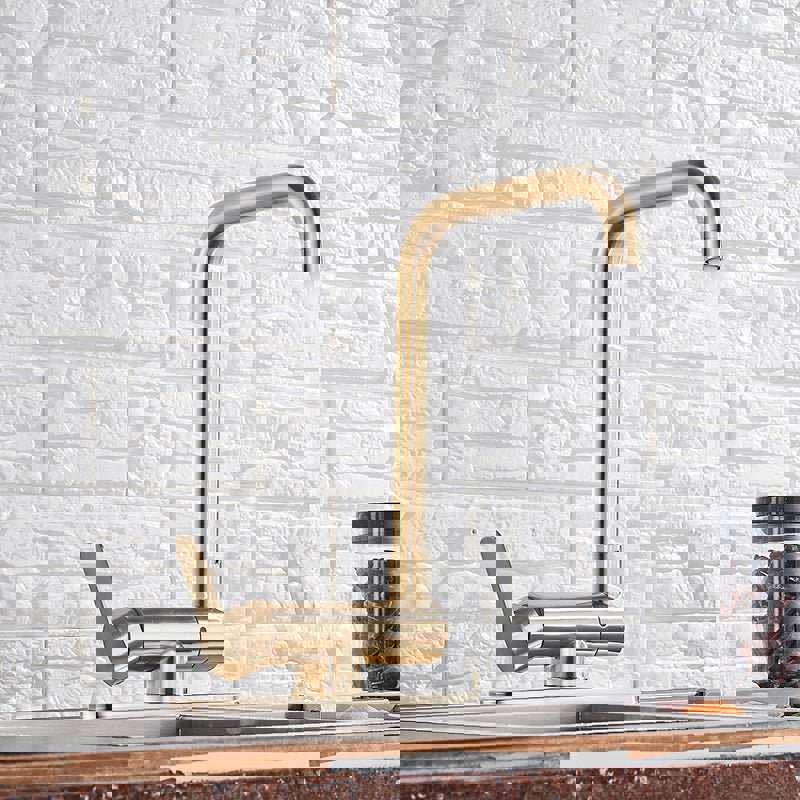 MIRODEMI® Black/Gold/Brushed Nickel Kitchen Rotating Faucet Mixer Single Handle