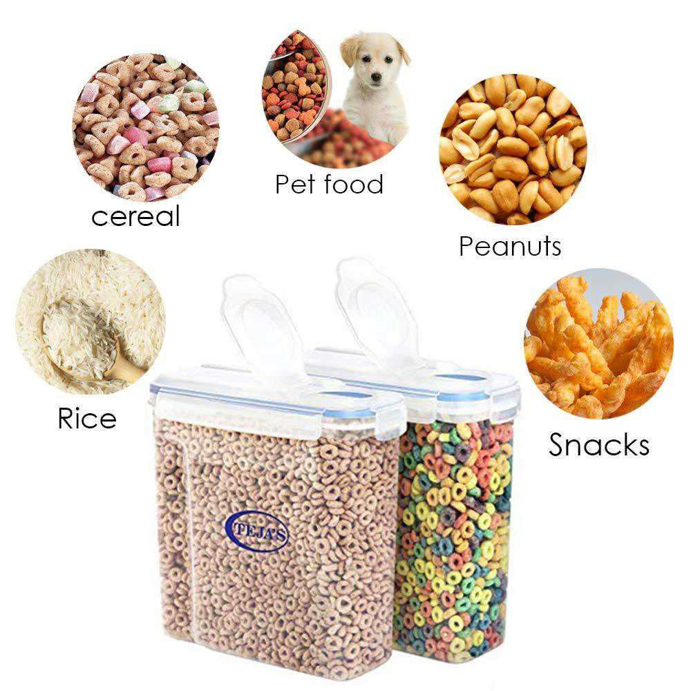 Teja’s Airtight Plastic Dry Food Storage Containers - BPA Free, 4 Side Locking System for Sugar, Pulses, Nuts & Snacks