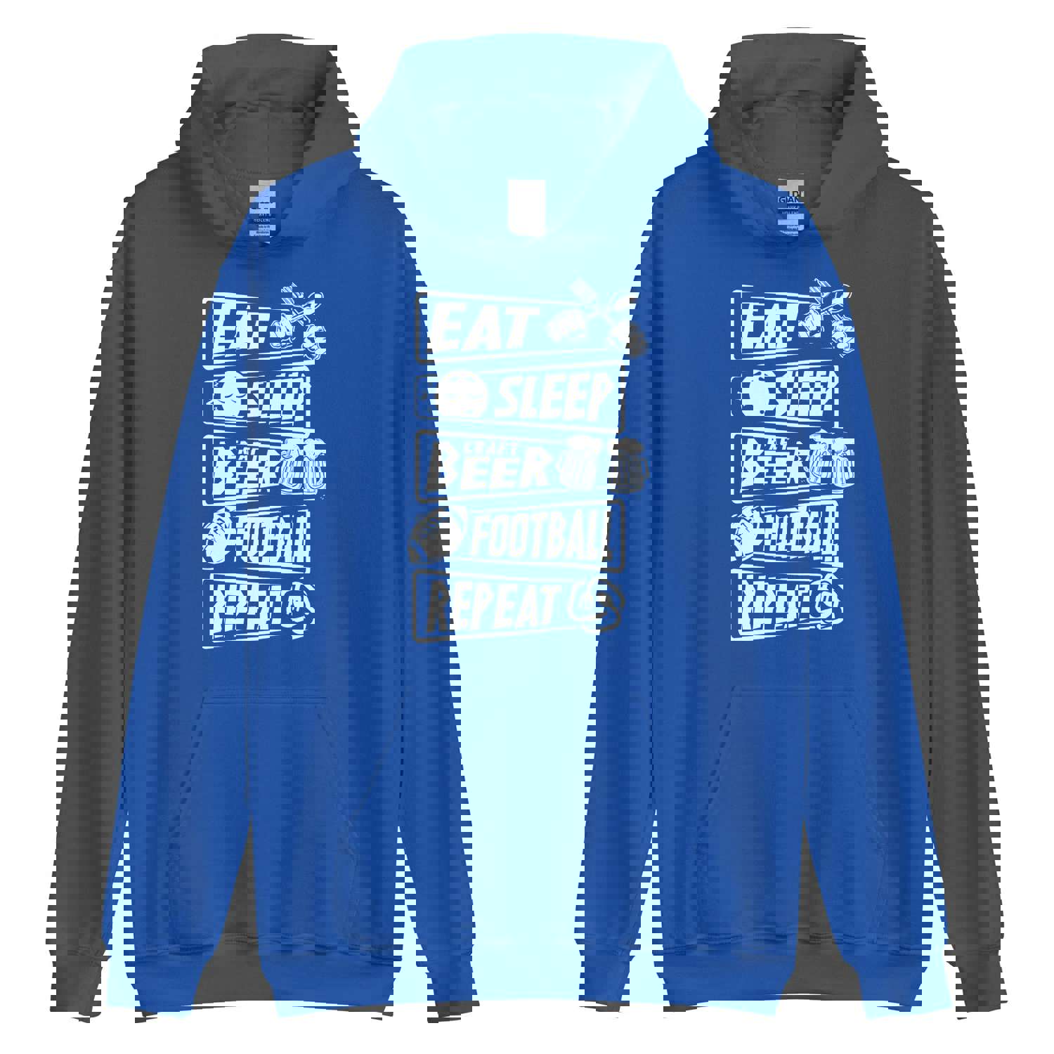 Eat, Sleep, Craft Beer, Football, Repeat - White Ink - Unisex Hoodie