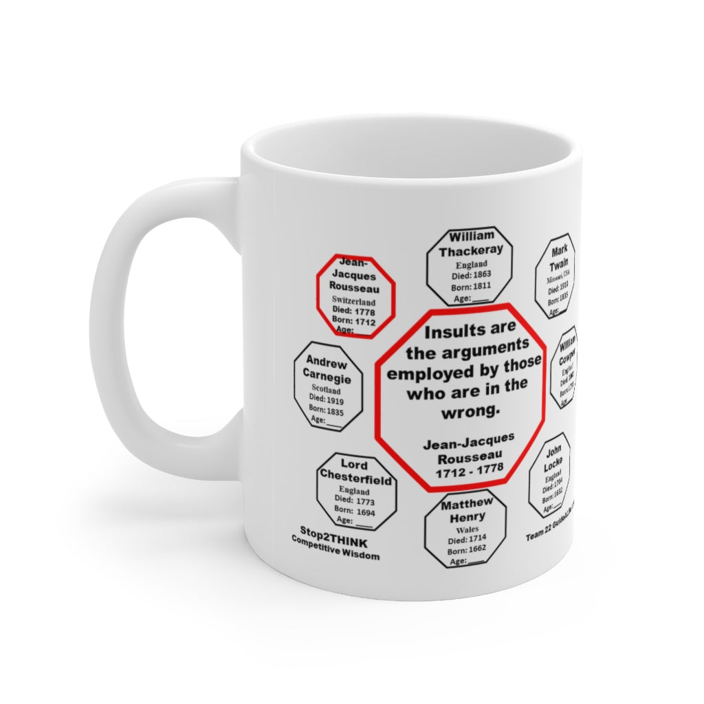 Jean-Jacques Rousseau Quote Mug - 11oz Ceramic Cup