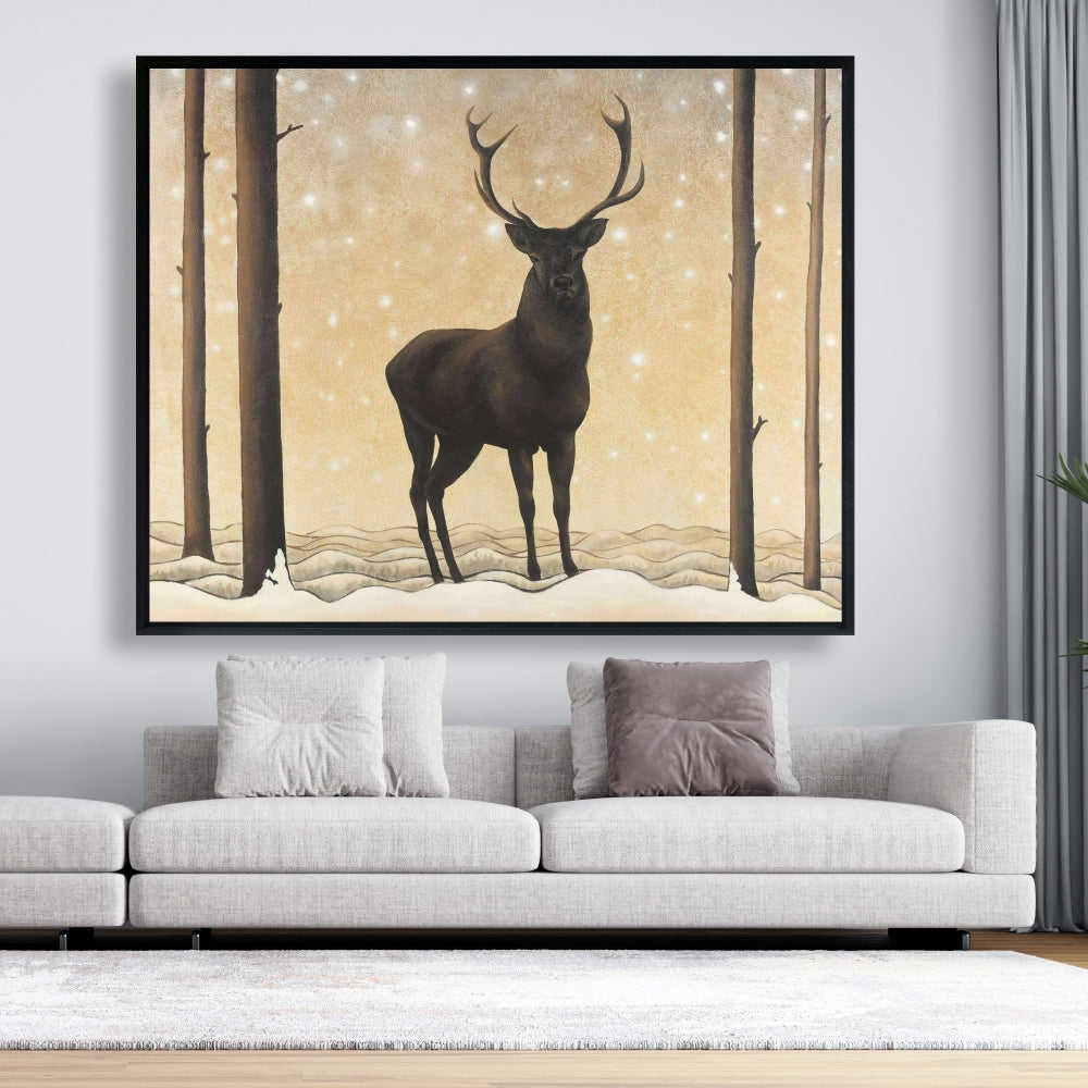 Roe Deer In Winter, Fine Art Gallery Wrapped Canvas 24x36