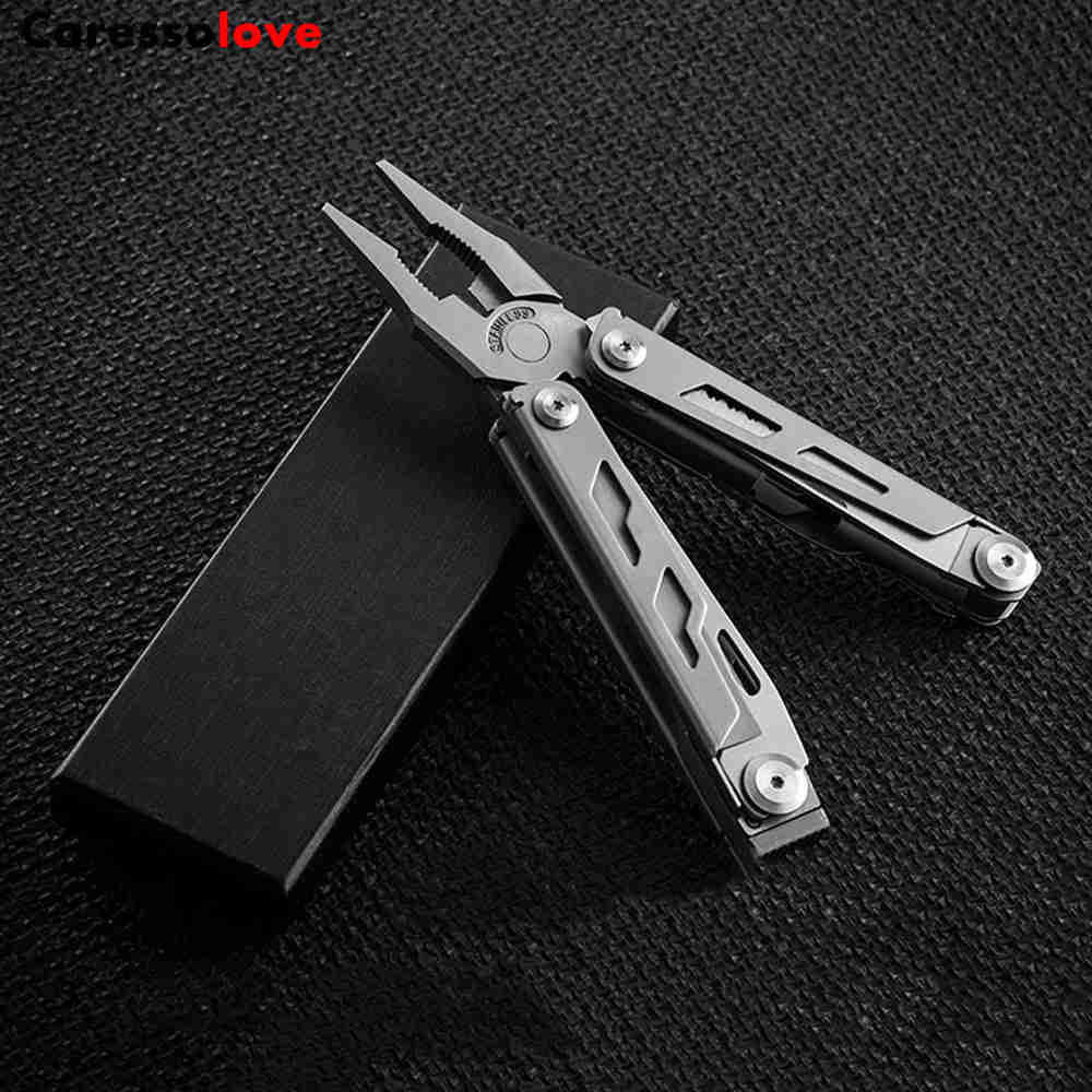 Caressolove EDC Outdoor Survival Gear Multi Tool Pliers, 14-In-1 Stainless Steel Multitool Tactical Knives For Men