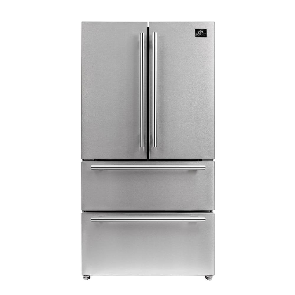 Forno 36 Moena French Door Refrigerator - 19 cu.ft with Double Freezer Drawer and Ice Maker (FFRBI1820-36SB)