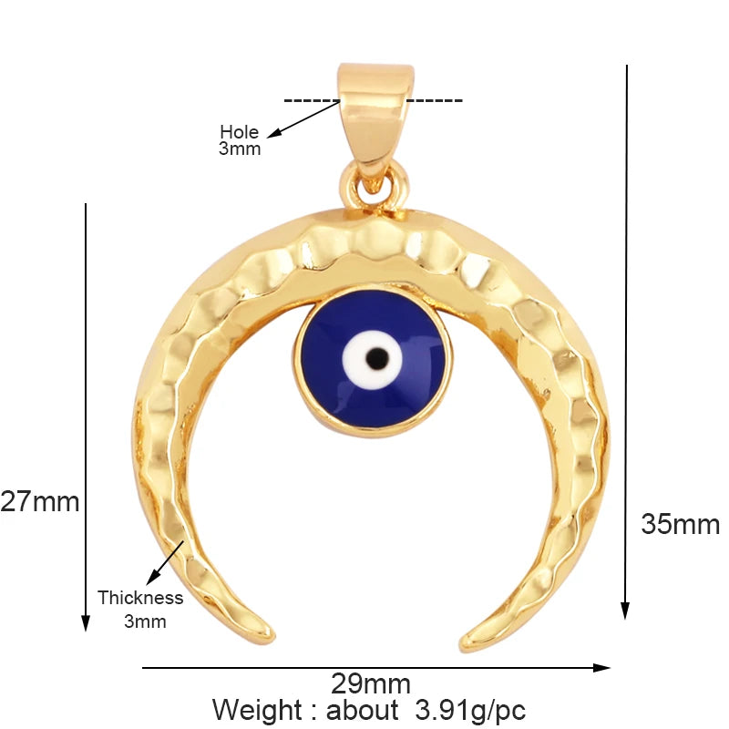 Style Star Moon Colourful Amulet Turkish Lucky Evil Eye Charm Pendant with Zircon Jewelry