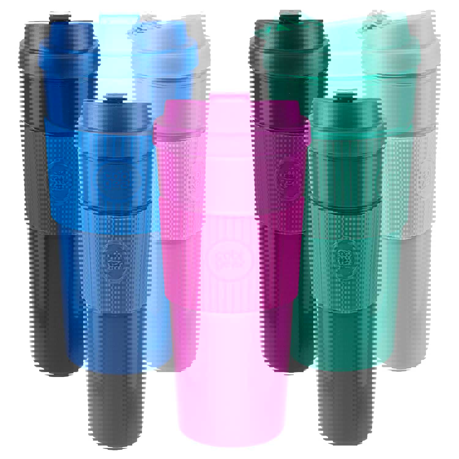 Cool Gear 3-Pack Eco 2 Go Coffee Mug with Protective Removable Band | Dishwasher Safe & Spillproof