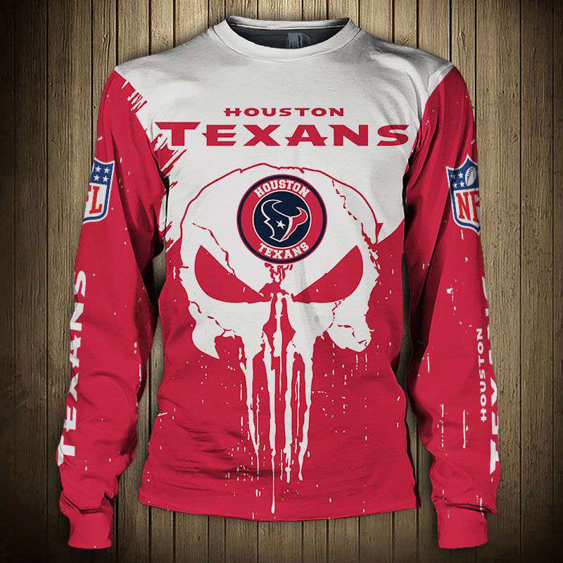 Men’s Houston Texans Sweatshirt Punisher - Lightweight Pullover with Screen Print Graphics