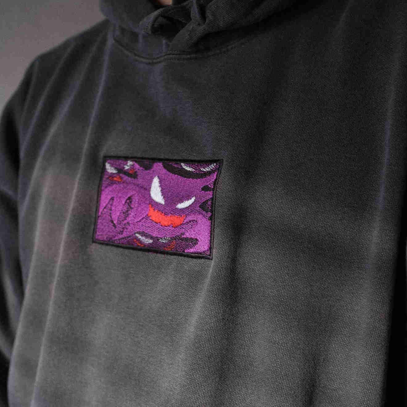 Haunter Ghost Type Embroidered Hoodie - Vintage Look & Sustainable Cotton