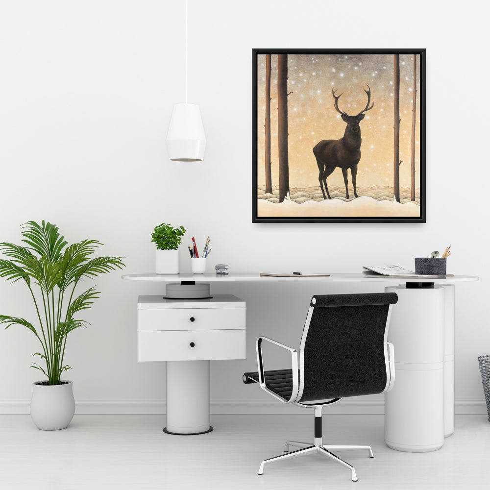 Roe Deer In Winter, Fine Art Gallery Wrapped Canvas 24x36