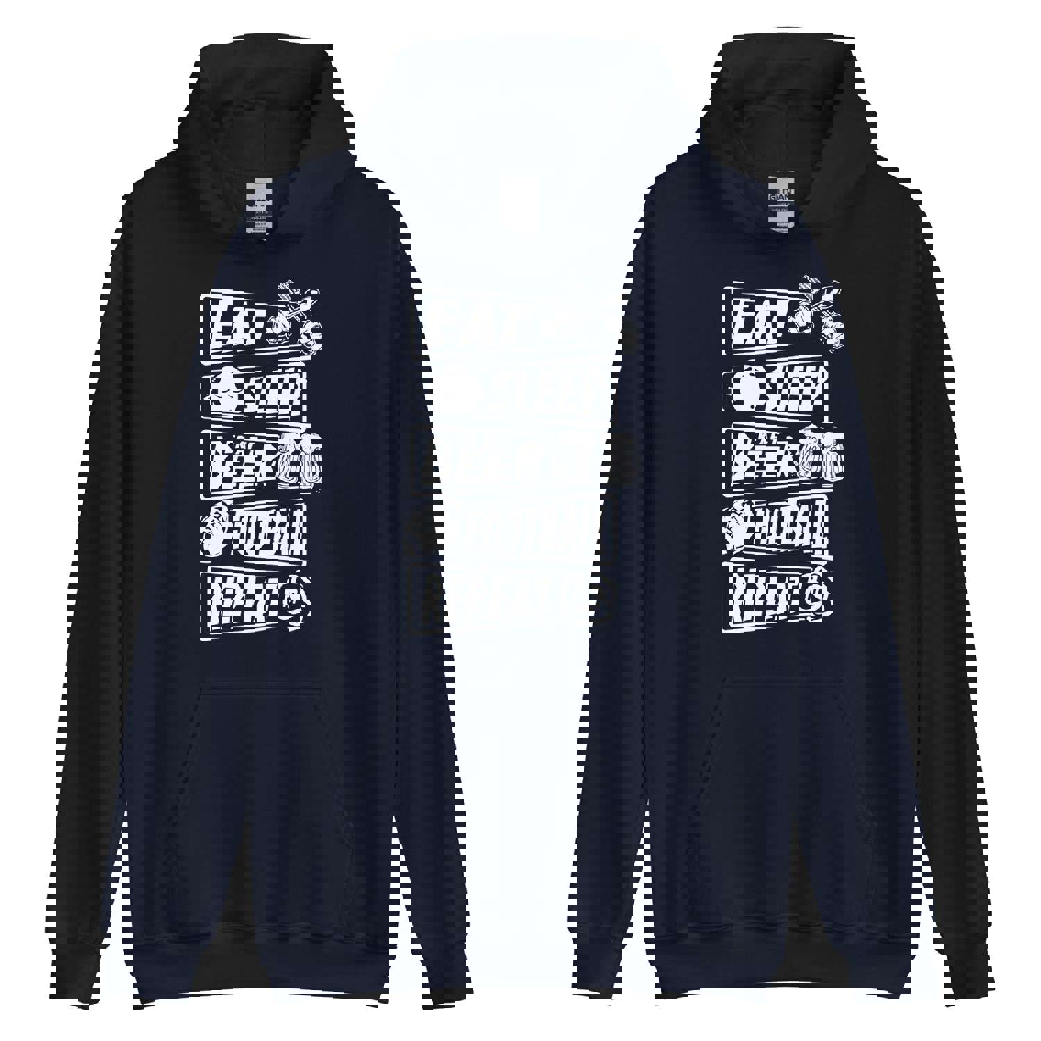 Eat, Sleep, Craft Beer, Football, Repeat - White Ink - Unisex Hoodie