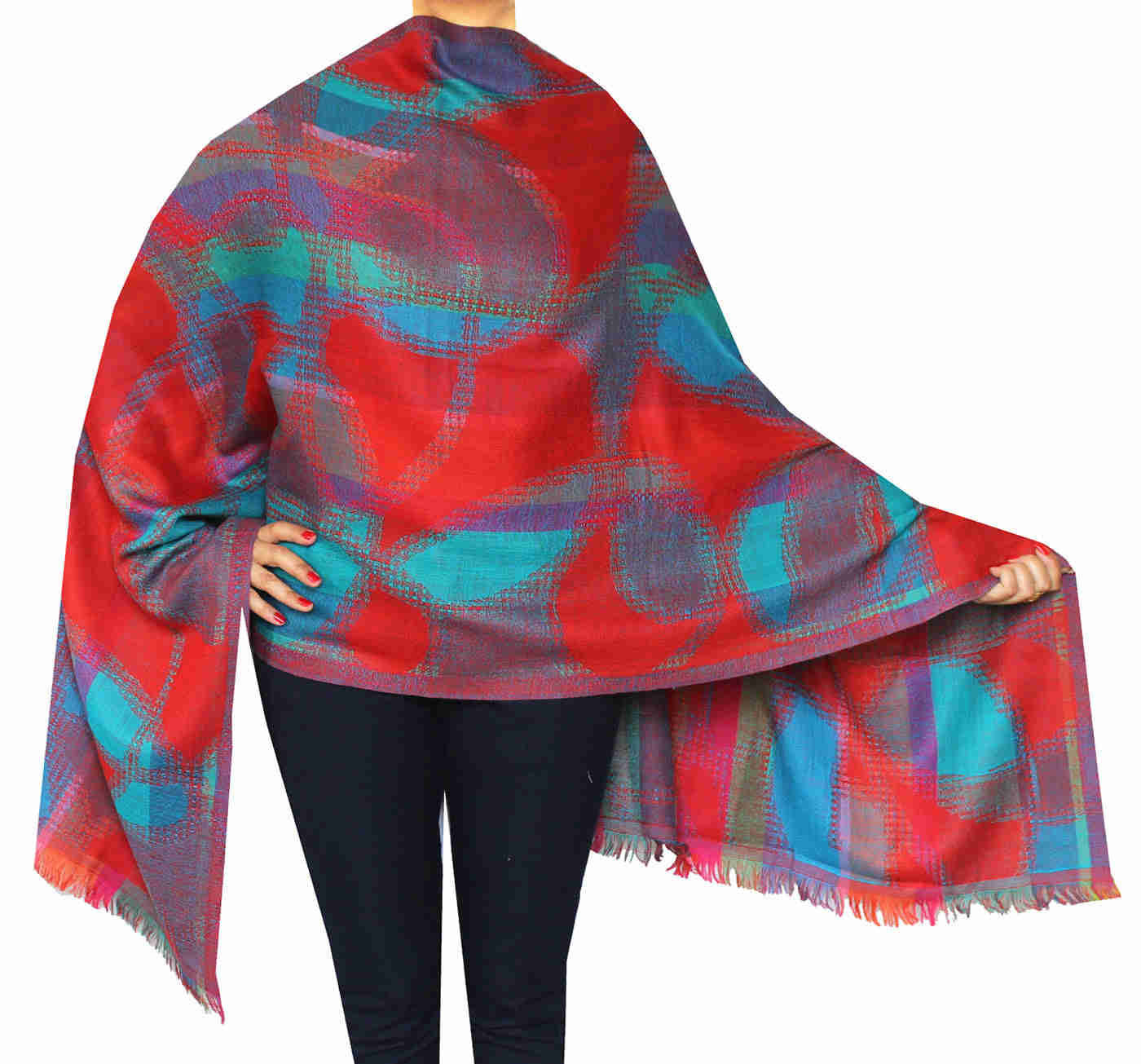 Pure Wool Jamawar Shawl Scarves for Women - Handwoven in Kashmir (76 x 26 inches)