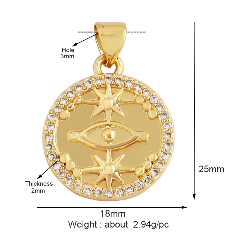 Style Star Moon Colourful Amulet Turkish Lucky Evil Eye Charm Pendant with Zircon Jewelry