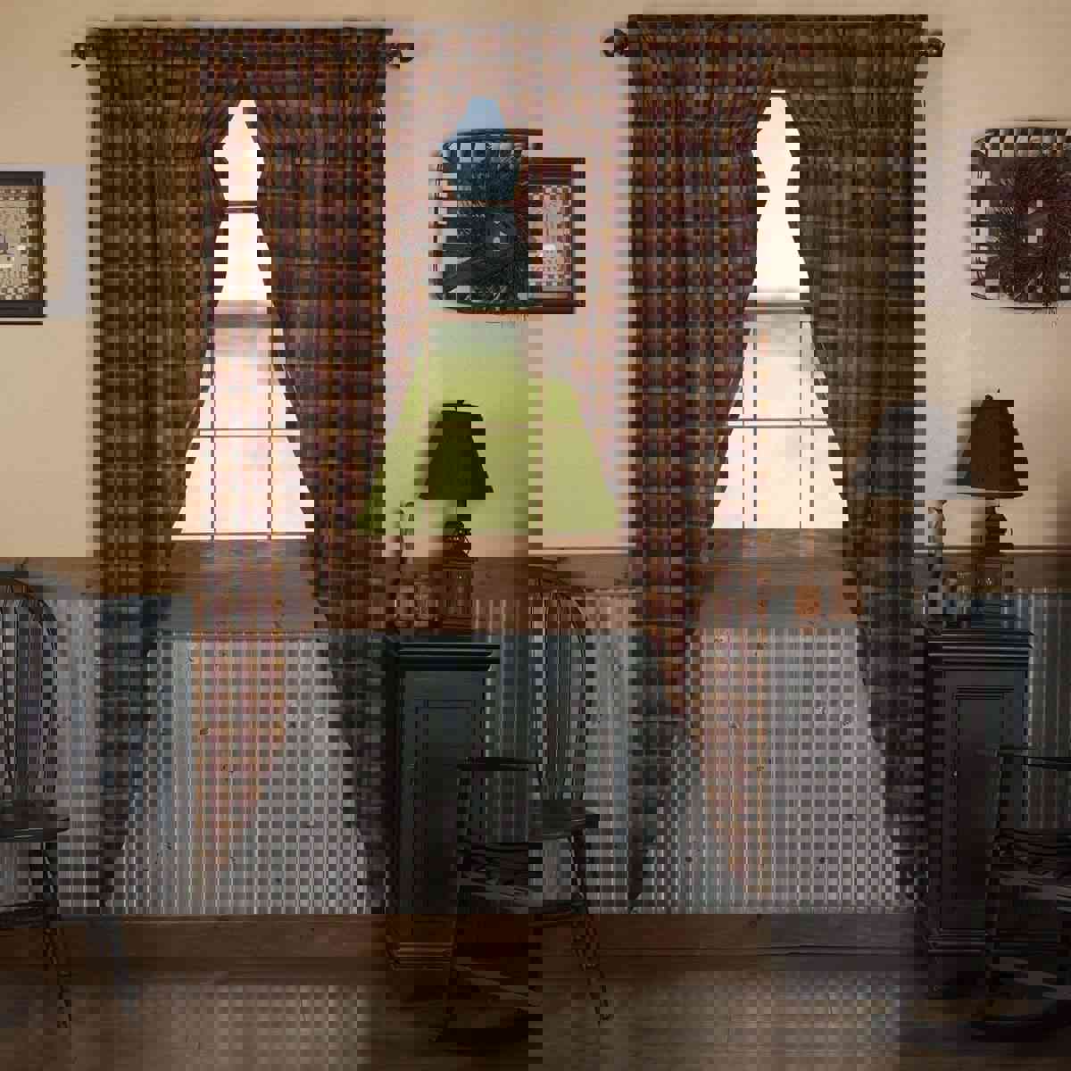 Primitive Check Long Prairie Curtain - Set of 2 Panels