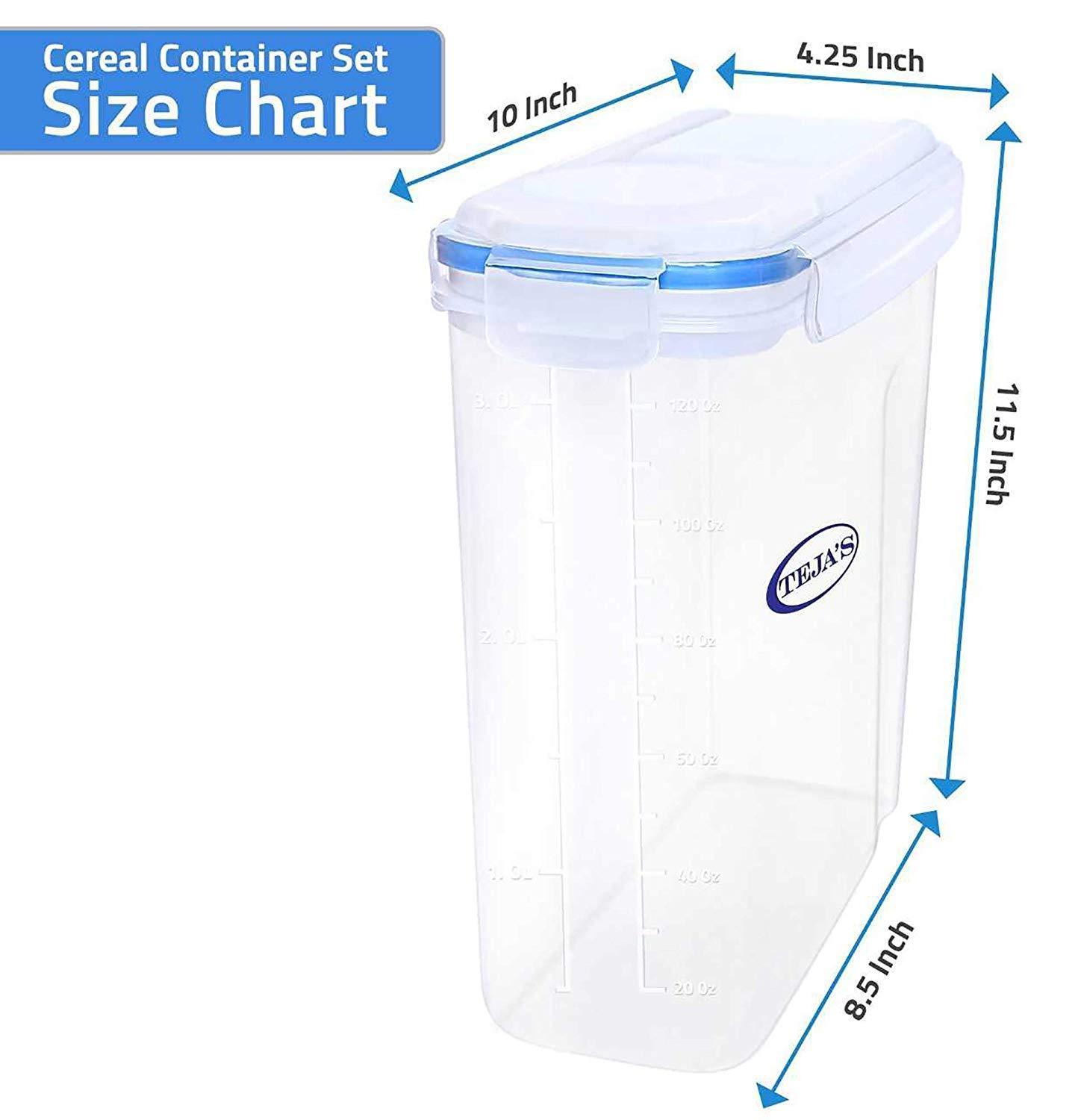 Teja’s Airtight Plastic Dry Food Storage Containers - BPA Free, 4 Side Locking System for Sugar, Pulses, Nuts & Snacks