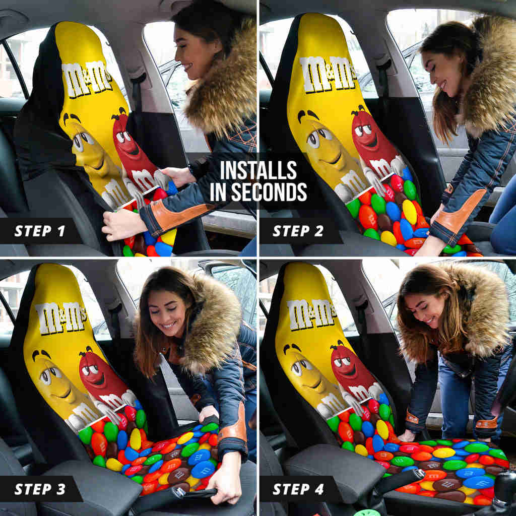 M&M Chocolate Fantasy Car Seat Covers - Premium Custom Fit for Cars & SUVs