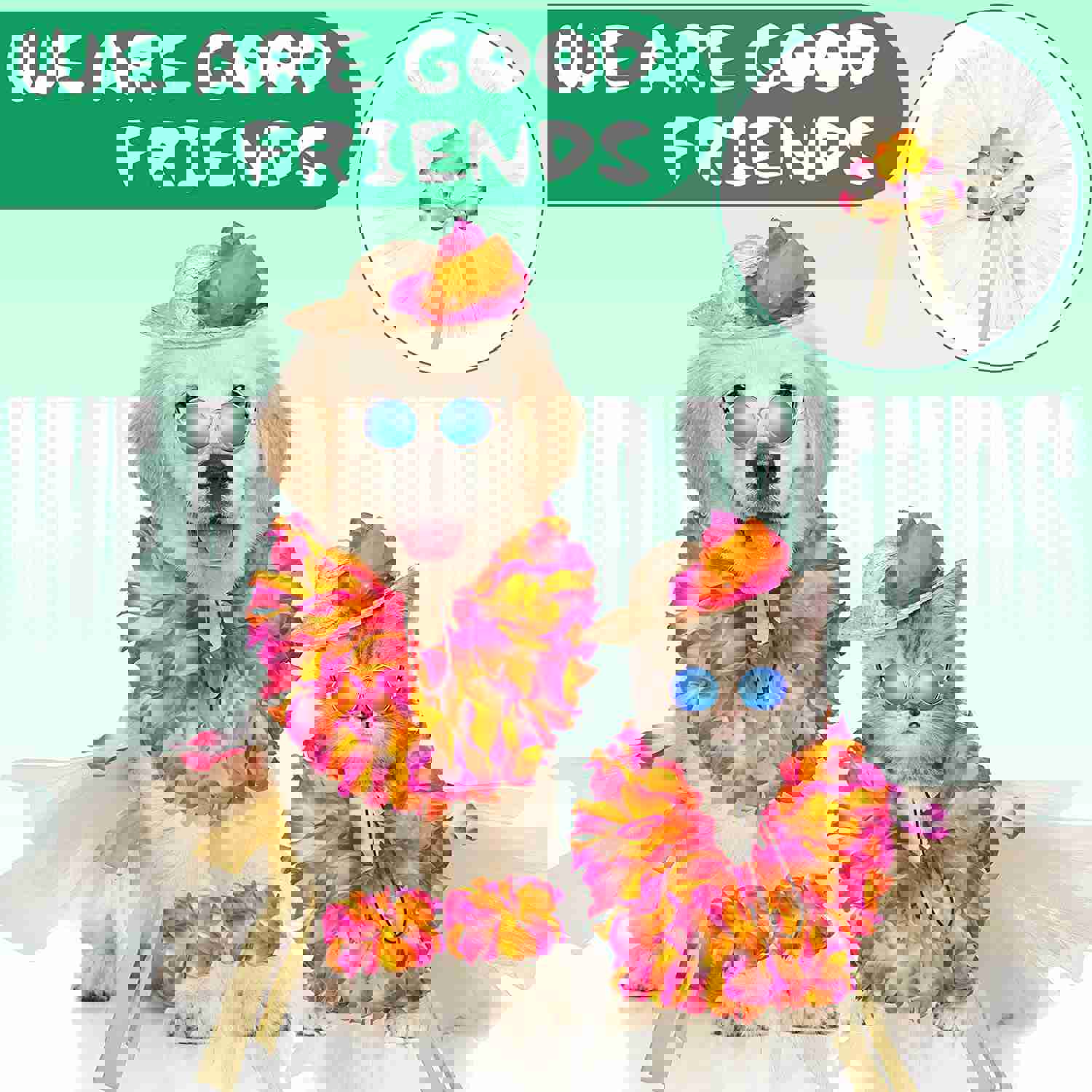 6 Pcs Halloween Pet Dog Hawaiian Costume Set with Tutu Skirt, Sunglasses, and Accessories