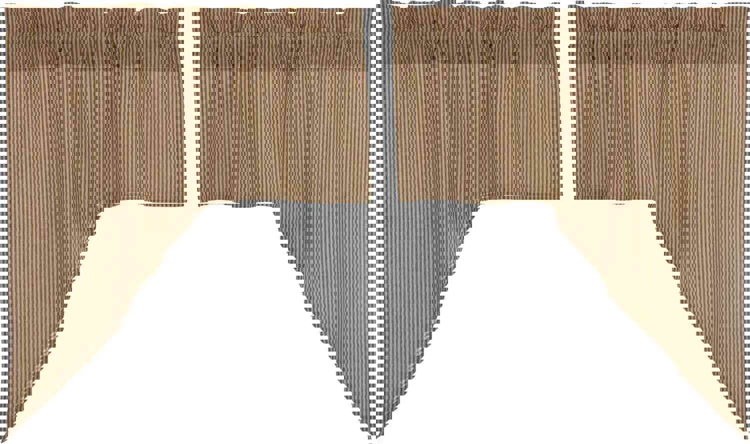 Primitive Star Lined Swag Curtains - Set of 2, 100% Cotton, Muted Black and Tan