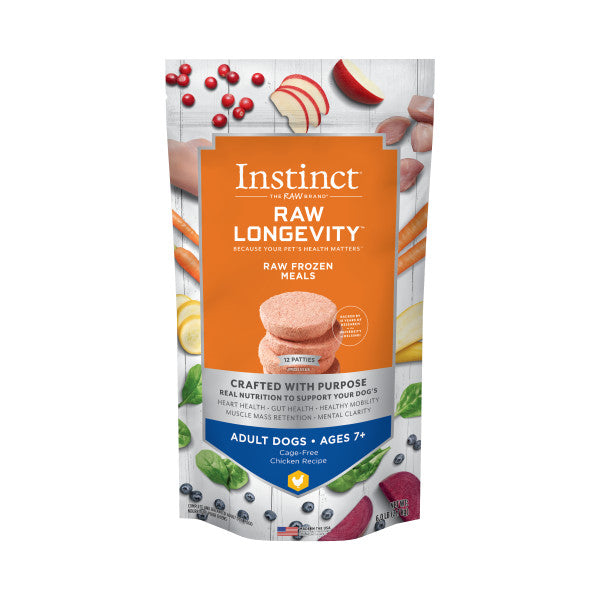 Instinct Raw Longevity Senior Frozen Chicken Patties Dog Food, 6-lb Bag