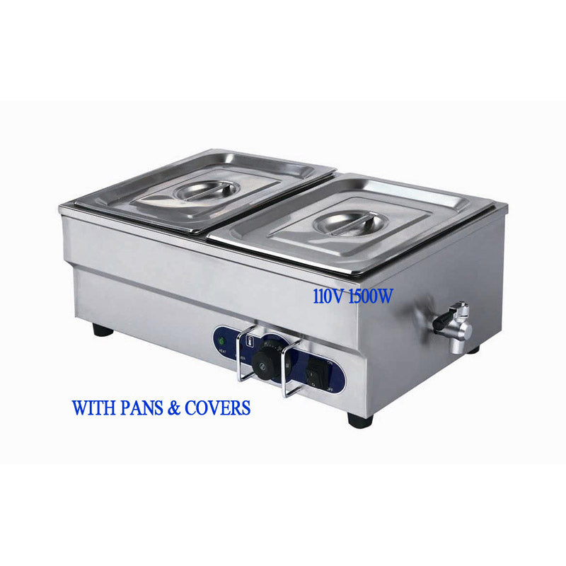 2-Pan Buffet Bain-Marie Food Warmer Steam Table 1500W 110V
