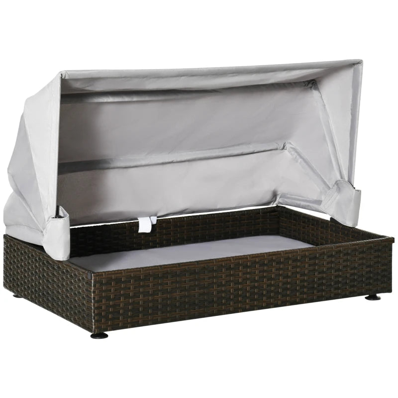 PawHut Rattan Dog Bed with Foldable Canopy for Small/Medium Pets