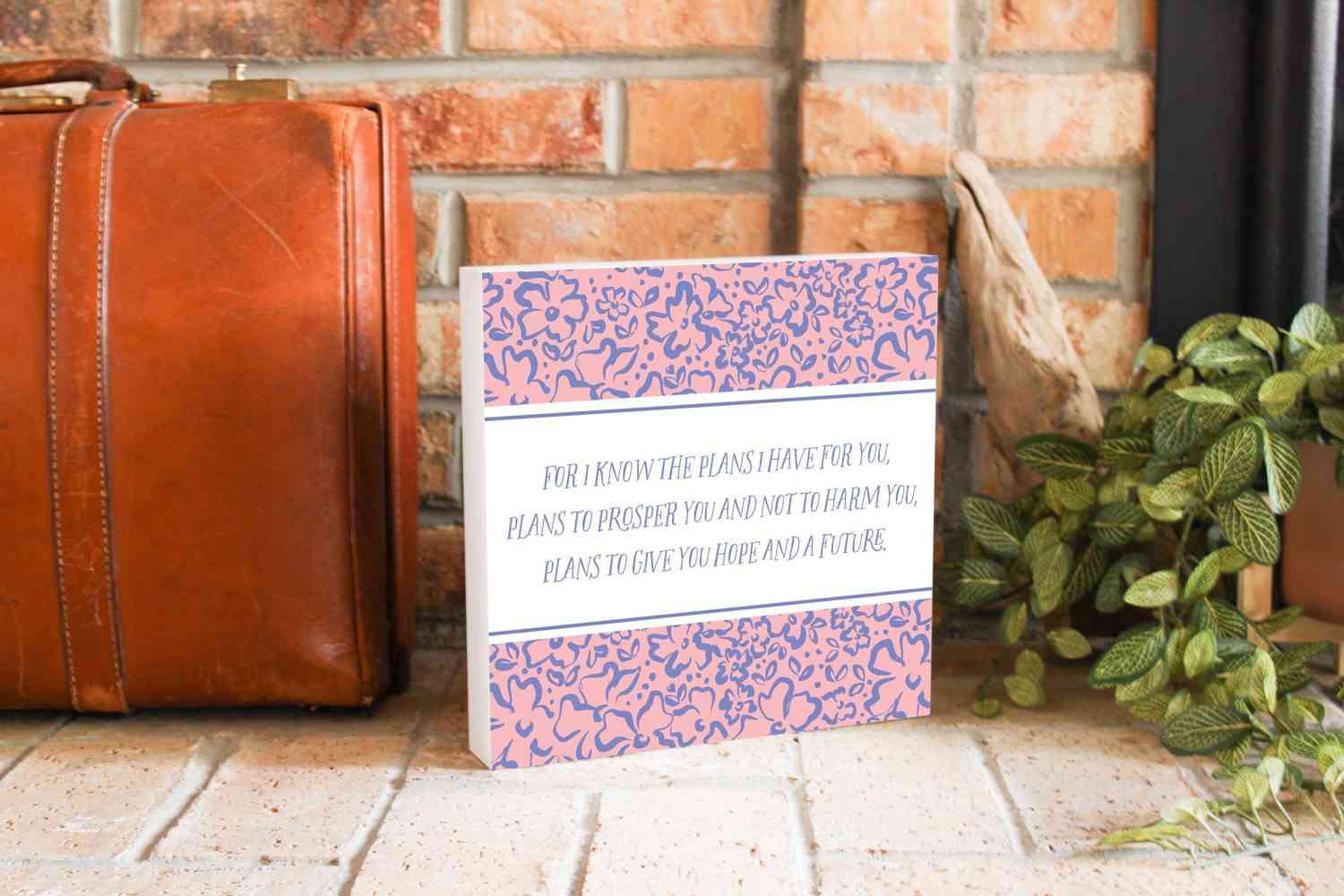 10x10 Inch Wood Block Sign - Faith Based Wall Decor for Girls