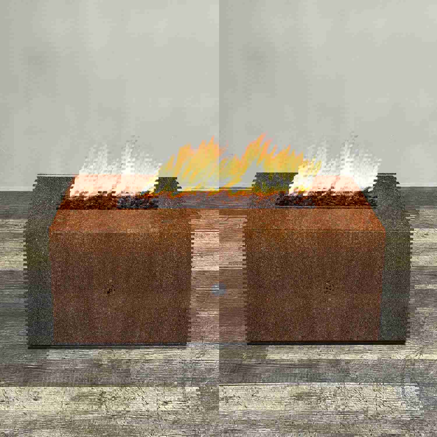 Starfire Designs Metal Gravity 48 x 24 Linear Corten Steel Gas Fire Pit with Propane Tank Access Door