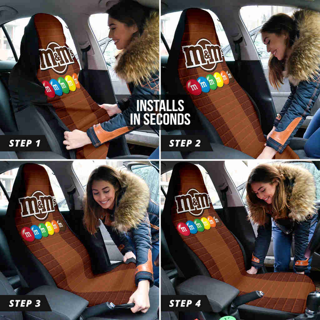 M&M Chocolate Logo Car Seat Covers - Premium Custom-Made Car Accessories