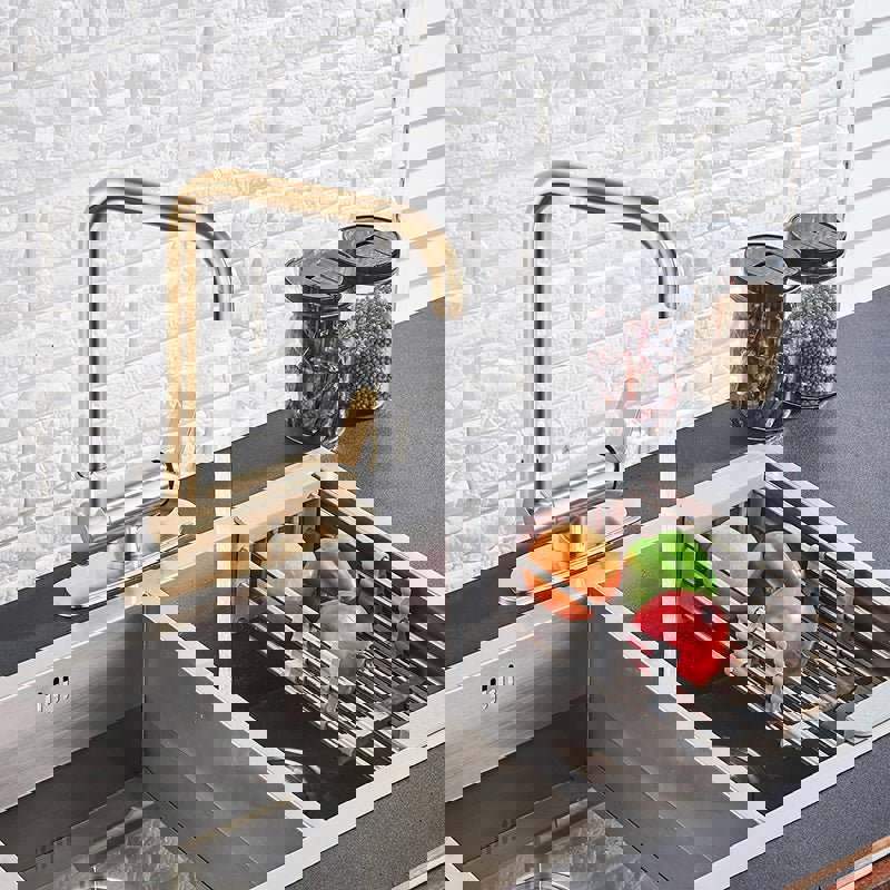 MIRODEMI® Black/Gold/Brushed Nickel Kitchen Rotating Faucet Mixer Single Handle