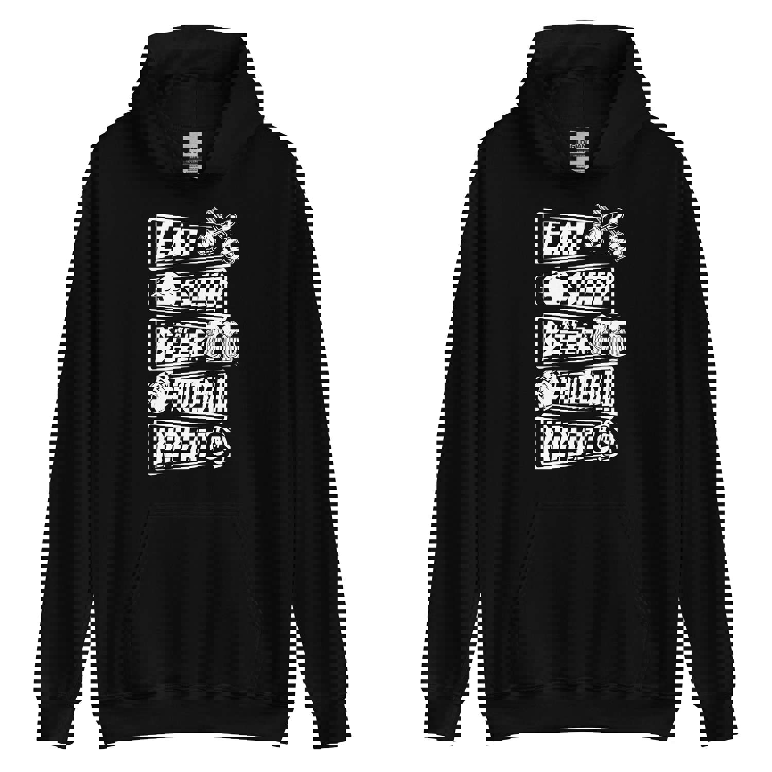 Eat, Sleep, Craft Beer, Football, Repeat - White Ink - Unisex Hoodie