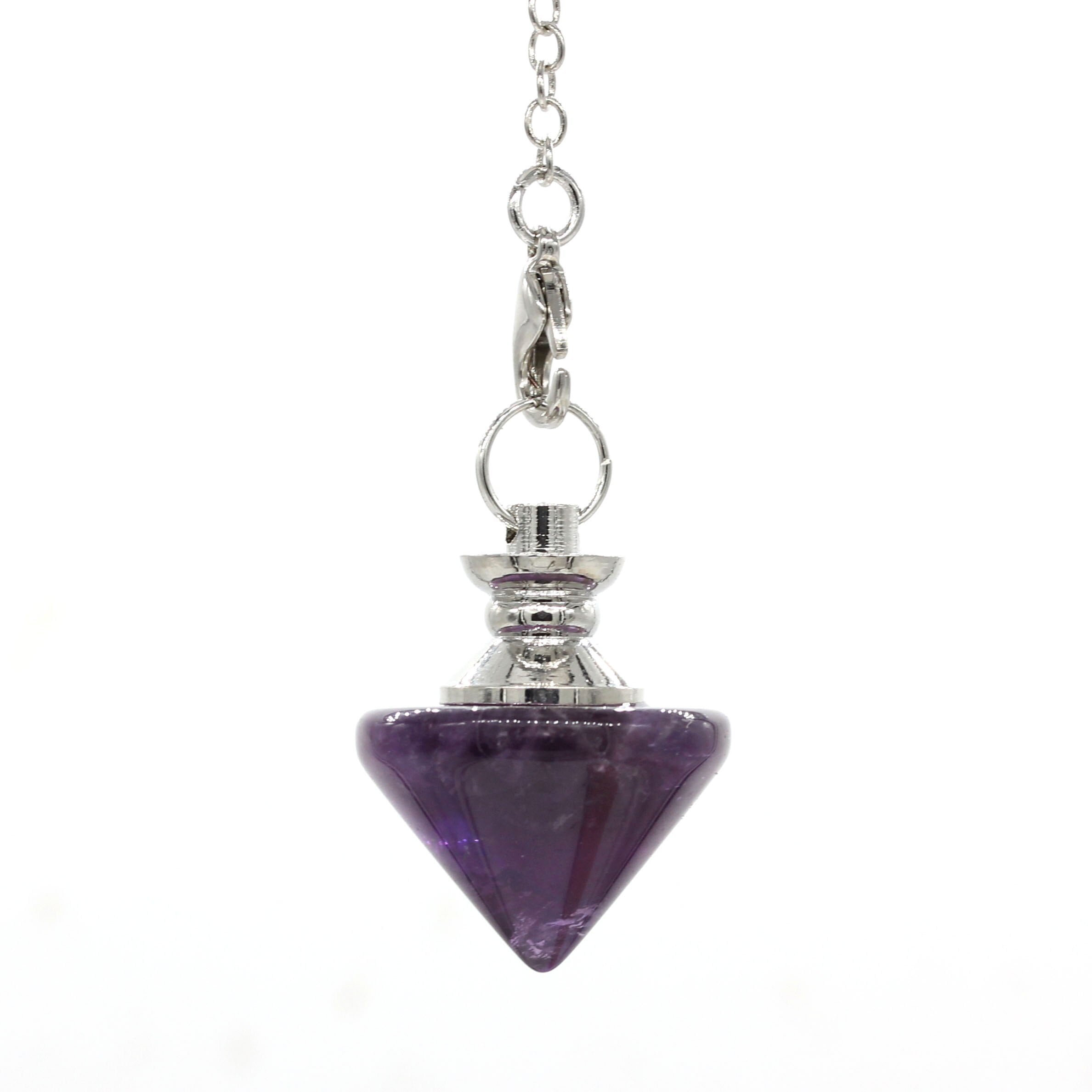 Natural Gnergy Gemstone Silver Plated Healing Crystal Quartz Reiki Stones Cone Lapis Lazuli Pendulum for Dowsing Pendant Jewelry