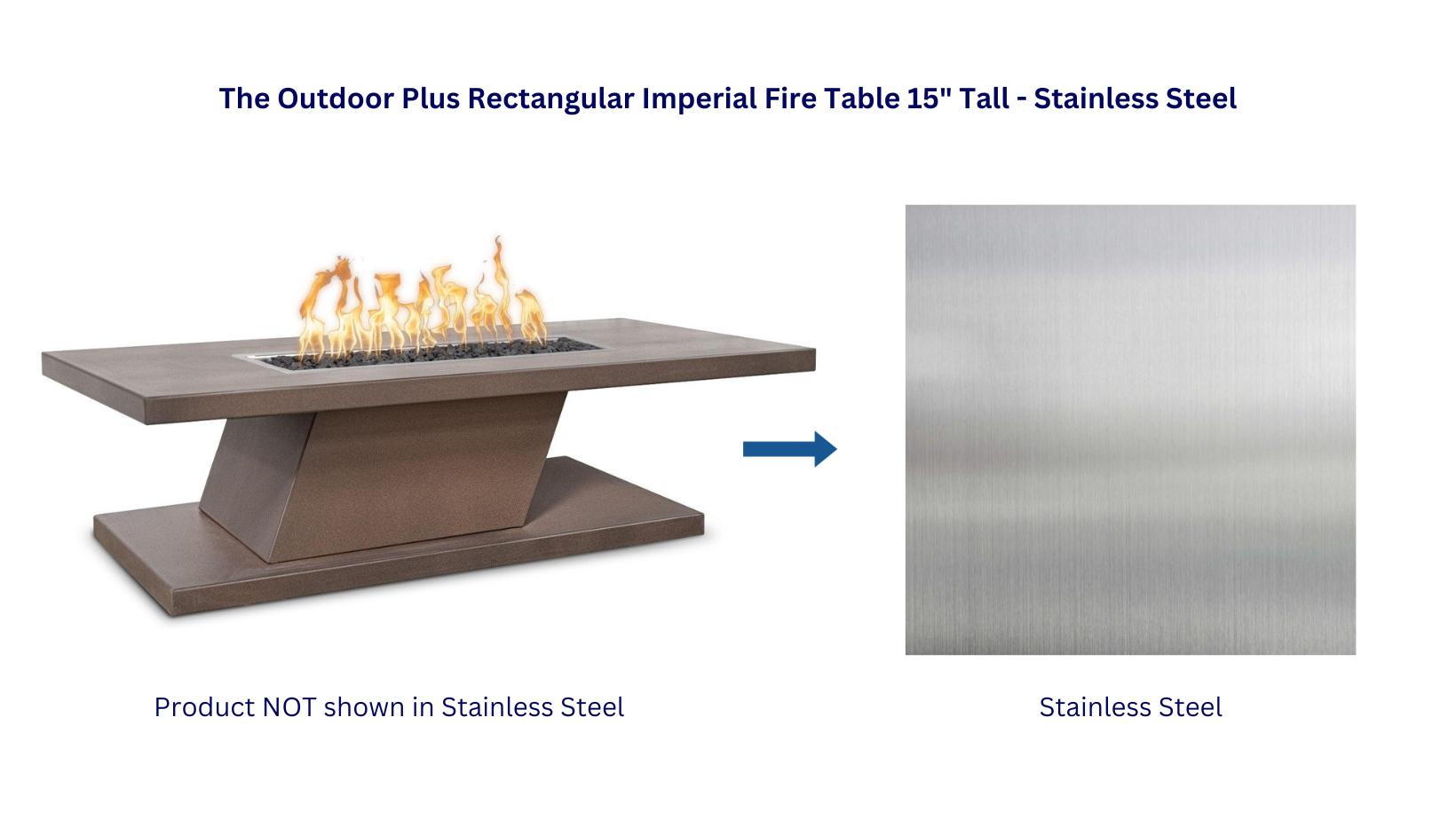 The Outdoor Plus 60 Rectangular Imperial Fire Table - Stainless Steel