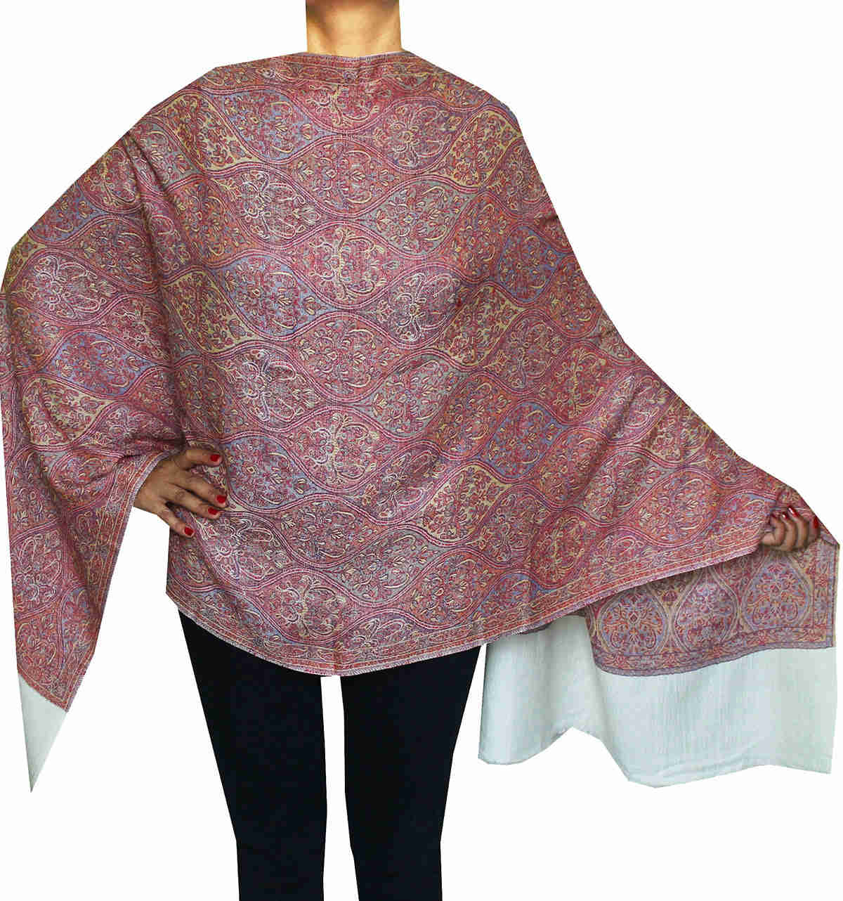 Women's Jamavar Scarf Shawl Wool Indian Clothing (80 x 28 inches)